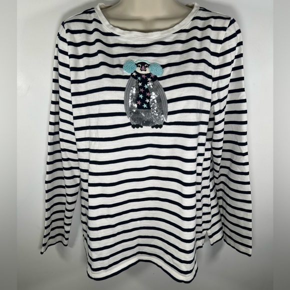 Talbots women’s striped penguin holiday shirt size large petite - Picture 1 of 6